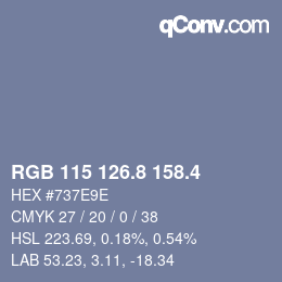 カラーコード: RGB 115 126.8 158.4 | qconv.com