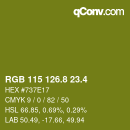 カラーコード: RGB 115 126.8 23.4 | qconv.com