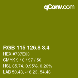 カラーコード: RGB 115 126.8 3.4 | qconv.com