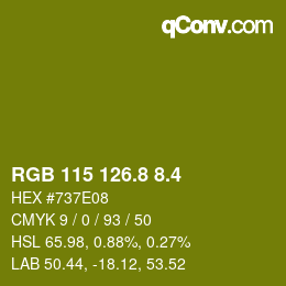 カラーコード: RGB 115 126.8 8.4 | qconv.com
