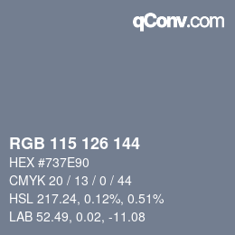 颜色代码: RGB 115 126 144 | qconv.com