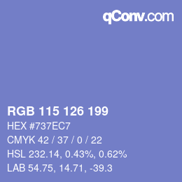 Color code: RGB 115 126 199 | qconv.com