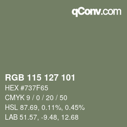 Farbcode: RGB 115 127 101 | qconv.com