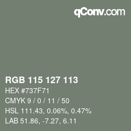 Código de color: RGB 115 127 113 | qconv.com