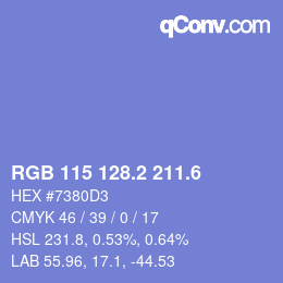 カラーコード: RGB 115 128.2 211.6 | qconv.com