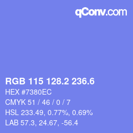 カラーコード: RGB 115 128.2 236.6 | qconv.com