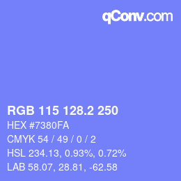 カラーコード: RGB 115 128.2 250 | qconv.com