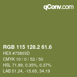 カラーコード: RGB 115 128.2 61.6 | qconv.com