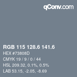 カラーコード: RGB 115 128.6 141.6 | qconv.com