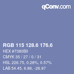 カラーコード: RGB 115 128.6 176.6 | qconv.com