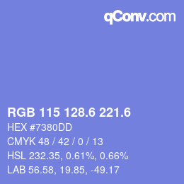 カラーコード: RGB 115 128.6 221.6 | qconv.com