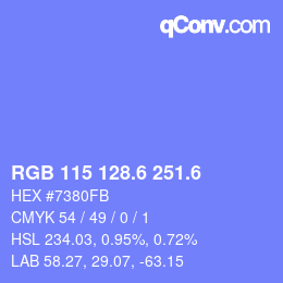 カラーコード: RGB 115 128.6 251.6 | qconv.com