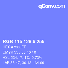 カラーコード: RGB 115 128.6 255 | qconv.com
