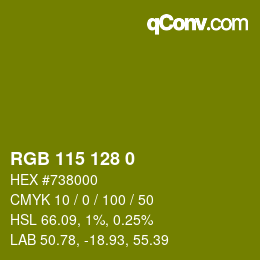 Color code: RGB 115 128 0 | qconv.com