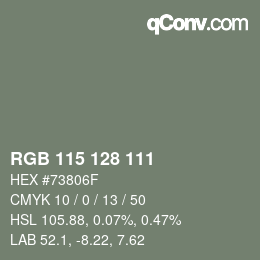 Código de color: RGB 115 128 111 | qconv.com