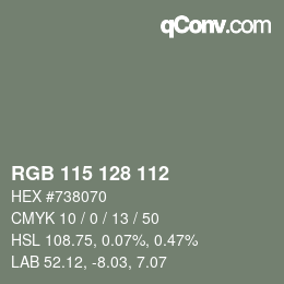Código de color: RGB 115 128 112 | qconv.com