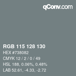 Código de color: RGB 115 128 130 | qconv.com