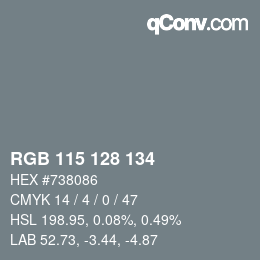 カラーコード: RGB 115 128 134 | qconv.com