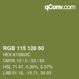 颜色代码: RGB 115 128 60 | qconv.com