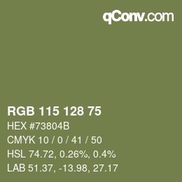 Color code: RGB 115 128 75 | qconv.com