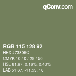 颜色代码: RGB 115 128 92 | qconv.com