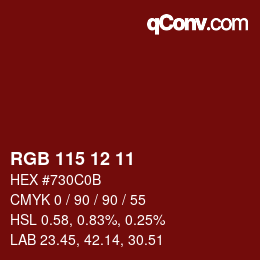 Color code: RGB 115 12 11 | qconv.com