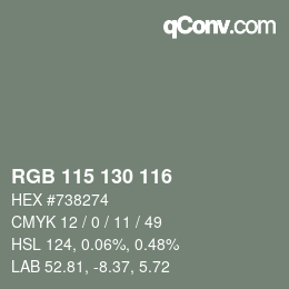 Código de color: RGB 115 130 116 | qconv.com