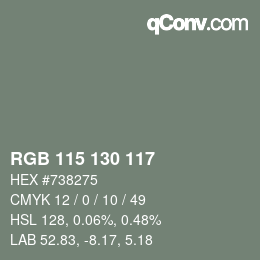 颜色代码: RGB 115 130 117 | qconv.com