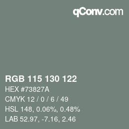 Farbcode: RGB 115 130 122 | qconv.com