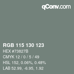 Farbcode: RGB 115 130 123 | qconv.com