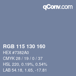Color code: RGB 115 130 160 | qconv.com