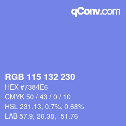 Color code: RGB 115 132 230 | qconv.com