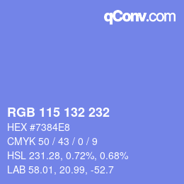 颜色代码: RGB 115 132 232 | qconv.com