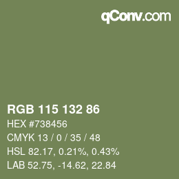 Farbcode: RGB 115 132 86 | qconv.com