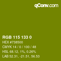 Color code: RGB 115 133 0 | qconv.com