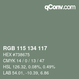 Color code: RGB 115 134 117 | qconv.com