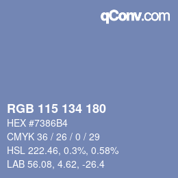 Color code: RGB 115 134 180 | qconv.com