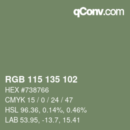 Color code: RGB 115 135 102 | qconv.com