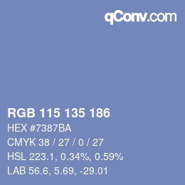Código de color: RGB 115 135 186 | qconv.com