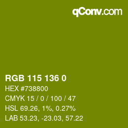Color code: RGB 115 136 0 | qconv.com
