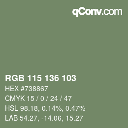 カラーコード: RGB 115 136 103 | qconv.com