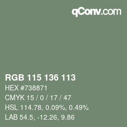 Color code: RGB 115 136 113 | qconv.com