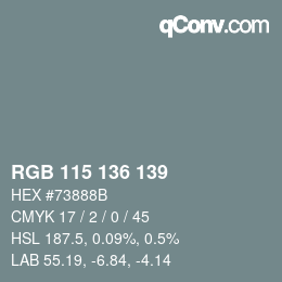 Color code: RGB 115 136 139 | qconv.com