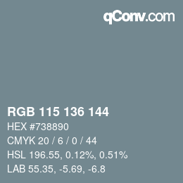 Color code: RGB 115 136 144 | qconv.com