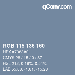 Color code: RGB 115 136 160 | qconv.com