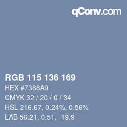 Color code: RGB 115 136 169 | qconv.com