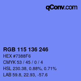 Color code: RGB 115 136 246 | qconv.com
