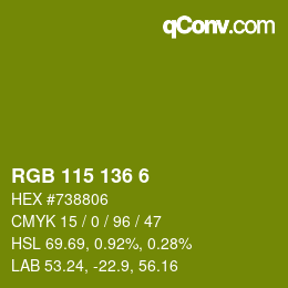 カラーコード: RGB 115 136 6 | qconv.com