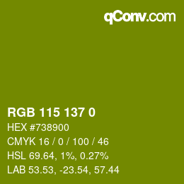 Color code: RGB 115 137 0 | qconv.com