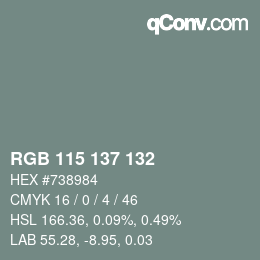 颜色代码: RGB 115 137 132 | qconv.com